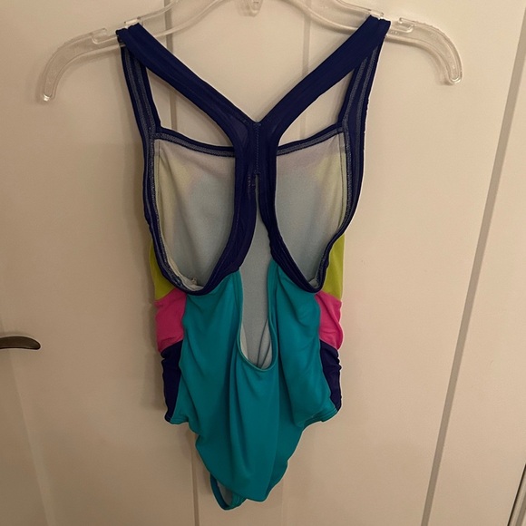 Speedo Kids One Piece Swimsuit - Teal, Lime, Purple, size 10 girls - Picture 3 of 5